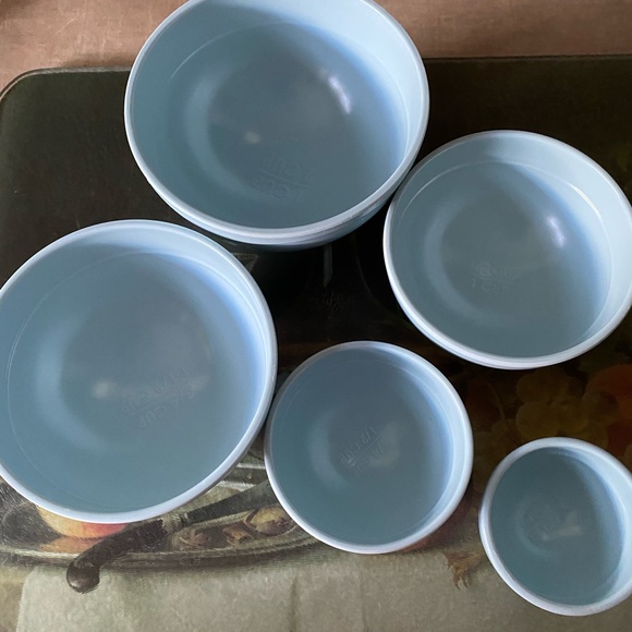 Vintage Melmac Blue 5 Piece Nesting Measuring Cups - Bowls Set - Picture 2 of 5